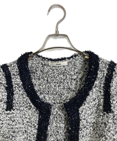 Rene（ルネ）Rene (ルネ) ツイードカーディガン　セレモニー　アウター　ライトアウター ブラック×ホワイト サイズ:36の古着・服飾アイテム