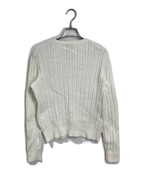 POLO RALPH LAUREN（ポロ・ラルフローレン）POLO RALPH LAUREN (ポロ・ラルフローレン) ミニケーブルニットカーディガン ホワイト×ピンク サイズ:SーMの古着・服飾アイテム