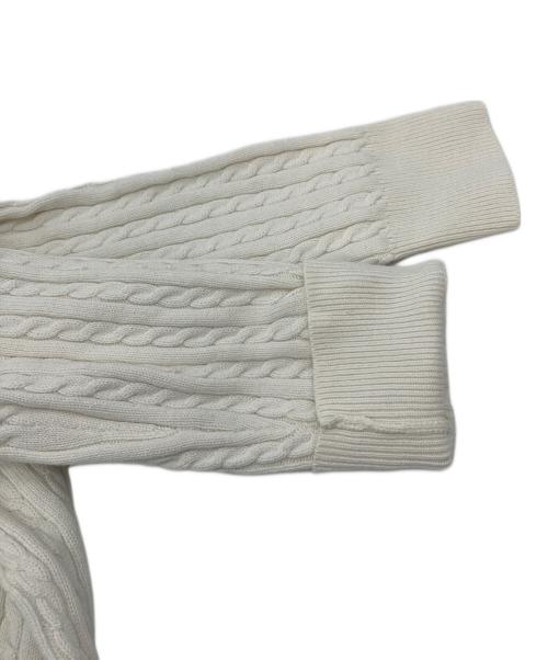 POLO RALPH LAUREN（ポロ・ラルフローレン）POLO RALPH LAUREN (ポロ・ラルフローレン) ミニケーブルニットカーディガン ホワイト×ピンク サイズ:SーMの古着・服飾アイテム