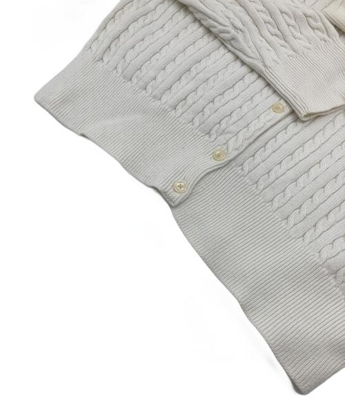 POLO RALPH LAUREN（ポロ・ラルフローレン）POLO RALPH LAUREN (ポロ・ラルフローレン) ミニケーブルニットカーディガン ホワイト×ピンク サイズ:SーMの古着・服飾アイテム