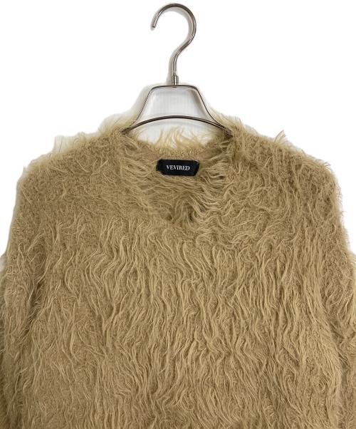 VEVIRED（ヴェビレッド）VEVIRED (ヴェビレッド) Vネックシャギーニットプルオーバー ベージュ サイズ:38の古着・服飾アイテム