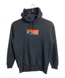 APPLEBUM（アップルバム）の古着「Bandanna Box Logo Sweat Parka バンダナボックスロゴパーカー　AppleBUM」｜ブラック