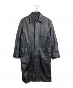 MEN'S TENORASメンズティラノス）の古着「【古着】レザーコート　ステンカラーコート　ロングコート　ラムレザー　羊革　アウター」｜ブラック