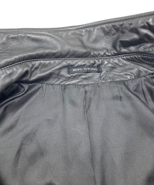 MEN'S TENORAS（メンズティラノス）MEN'S TENORAS (メンズティラノス) 【古着】レザーコート　ステンカラーコート　ロングコート　ラムレザー　羊革　アウター ブラック サイズ:LARGEの古着・服飾アイテム