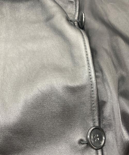 MEN'S TENORAS（メンズティラノス）MEN'S TENORAS (メンズティラノス) 【古着】レザーコート　ステンカラーコート　ロングコート　ラムレザー　羊革　アウター ブラック サイズ:LARGEの古着・服飾アイテム