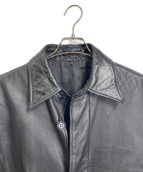 MEN'S TENORAS（メンズティラノス）MEN'S TENORAS (メンズティラノス) 【古着】レザーコート　ステンカラーコート　ロングコート　ラムレザー　羊革　アウター ブラック サイズ:LARGEの古着・服飾アイテム