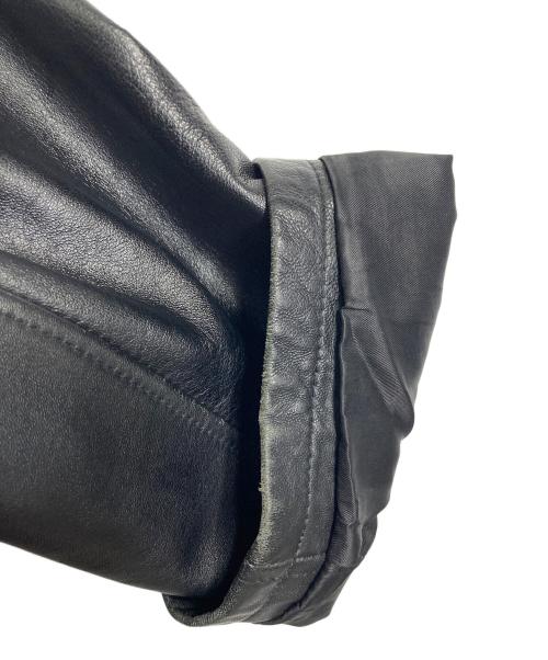 MEN'S TENORAS（メンズティラノス）MEN'S TENORAS (メンズティラノス) 【古着】レザーコート　ステンカラーコート　ロングコート　ラムレザー　羊革　アウター ブラック サイズ:LARGEの古着・服飾アイテム