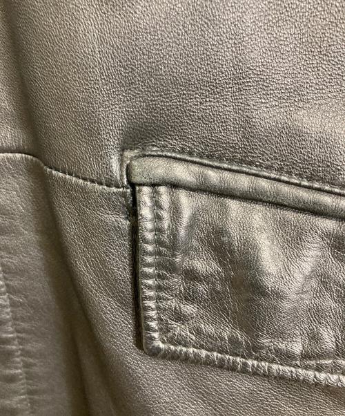 MEN'S TENORAS（メンズティラノス）MEN'S TENORAS (メンズティラノス) 【古着】レザーコート　ステンカラーコート　ロングコート　ラムレザー　羊革　アウター ブラック サイズ:LARGEの古着・服飾アイテム