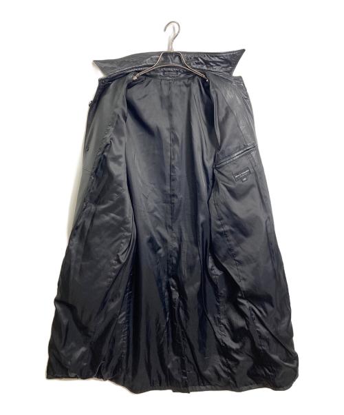 MEN'S TENORAS（メンズティラノス）MEN'S TENORAS (メンズティラノス) 【古着】レザーコート　ステンカラーコート　ロングコート　ラムレザー　羊革　アウター ブラック サイズ:LARGEの古着・服飾アイテム