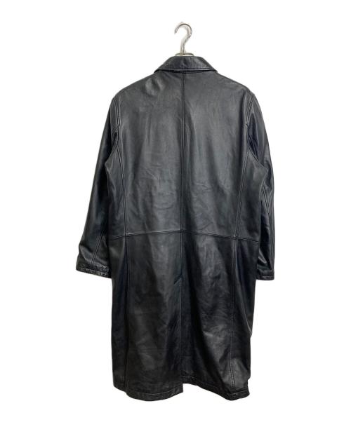 MEN'S TENORAS（メンズティラノス）MEN'S TENORAS (メンズティラノス) 【古着】レザーコート　ステンカラーコート　ロングコート　ラムレザー　羊革　アウター ブラック サイズ:LARGEの古着・服飾アイテム