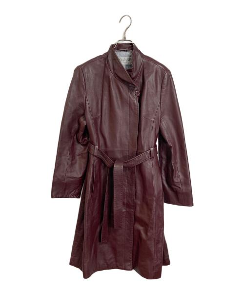 BALMAIN（バルマン）BALMAIN (バルマン) レザーコート　ロングコート ワインレッド サイズ:13号の古着・服飾アイテム