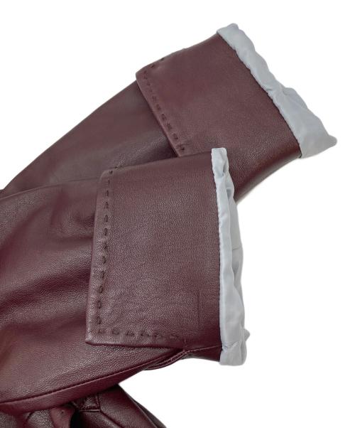 BALMAIN（バルマン）BALMAIN (バルマン) レザーコート　ロングコート ワインレッド サイズ:13号の古着・服飾アイテム