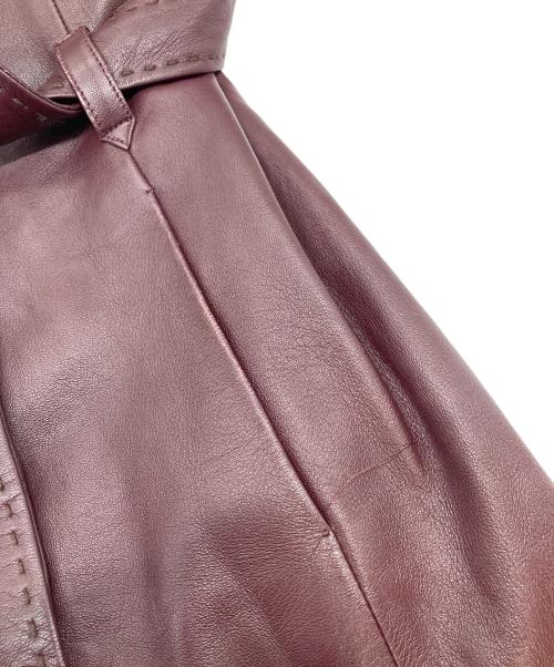 BALMAIN（バルマン）BALMAIN (バルマン) レザーコート　ロングコート ワインレッド サイズ:13号の古着・服飾アイテム