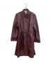 BALMAIN（バルマン）の古着「レザーコート　ロングコート」｜ワインレッド