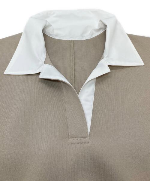 JUSGLITTY（ジャスグリッティー）JUSGLITTY (ジャスグリッティー) 衿付ダンボールワンピース　長袖ワンピース　ドローコード ベージュ サイズ:1の古着・服飾アイテム