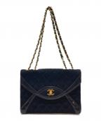 CHANELシャネル）の古着「ヴィンテージ マトラッセ25 Wチェーン キルティングバッグ　キャンバス×レザー　チェーンショルダーバッグ」｜ブラック