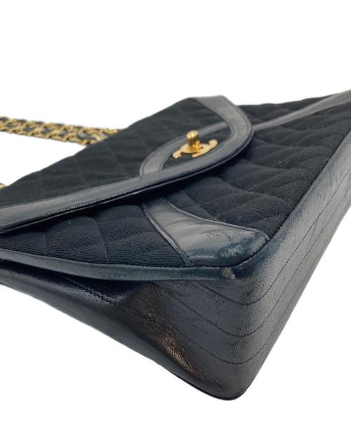 CHANEL（シャネル）CHANEL (シャネル) ヴィンテージ マトラッセ25 Wチェーン キルティングバッグ　キャンバス×レザー　チェーンショルダーバッグ ブラック サイズ:25の古着・服飾アイテム