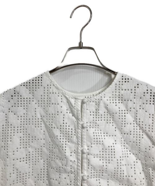 UNITED ARROWS（ユナイテッドアローズ）UNITED ARROWS (ユナイテッドアローズ) 2way カットワークブラウス　半袖ブラウス ホワイト サイズ:実寸参照の古着・服飾アイテム