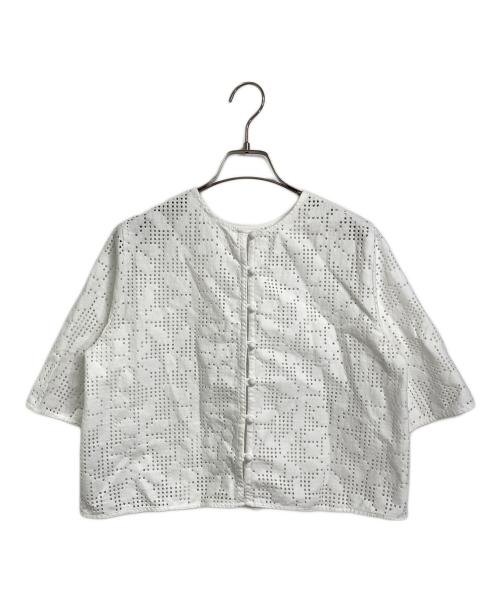 UNITED ARROWS（ユナイテッドアローズ）UNITED ARROWS (ユナイテッドアローズ) 2way カットワークブラウス　半袖ブラウス ホワイト サイズ:実寸参照の古着・服飾アイテム