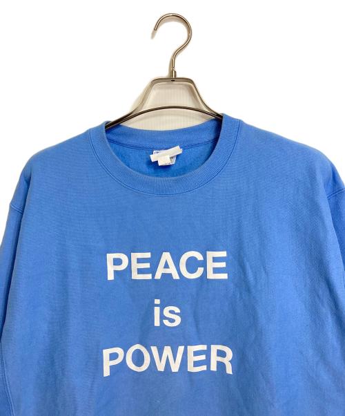 Champion（チャンピオン）Champion (チャンピオン) MoMA (モマ) yoko (ヨーコ) クルーネックスウェット　Yoko Ono 起毛 ブルー サイズ:Lの古着・服飾アイテム