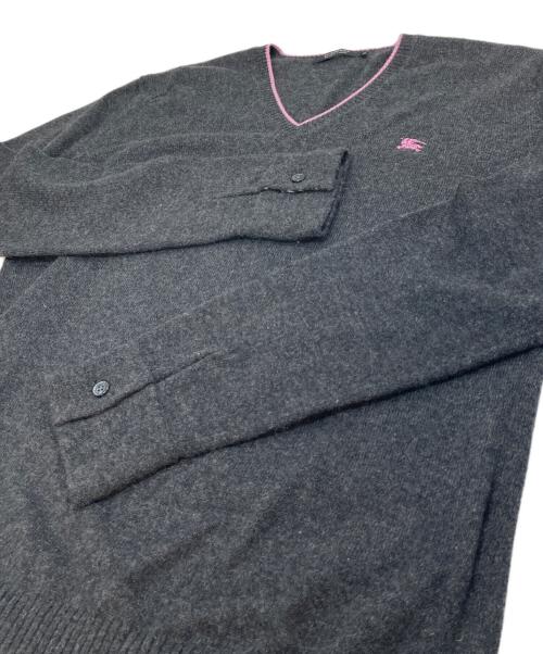 BURBERRY BLACK LABEL（バーバリーブラックレーベル）BURBERRY BLACK LABEL (バーバリーブラックレーベル) 袖ボタンカシミヤニット　 ブラック サイズ:2の古着・服飾アイテム