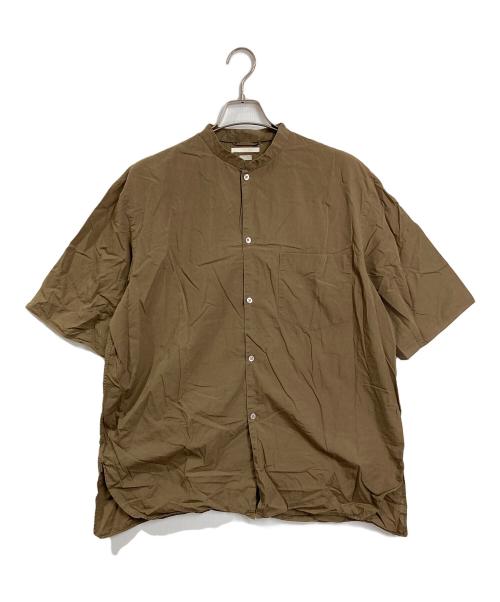 BLURHMS（ブラームス）blurhms (ブラームス) ハイカウント シャンブレー スタンドカラー 半袖シャツ ブラウン サイズ:3の古着・服飾アイテム