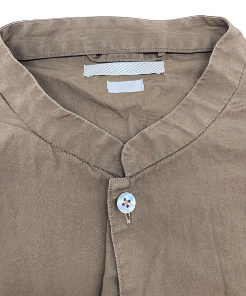BLURHMS（ブラームス）blurhms (ブラームス) ハイカウント シャンブレー スタンドカラー 半袖シャツ ブラウン サイズ:3の古着・服飾アイテム