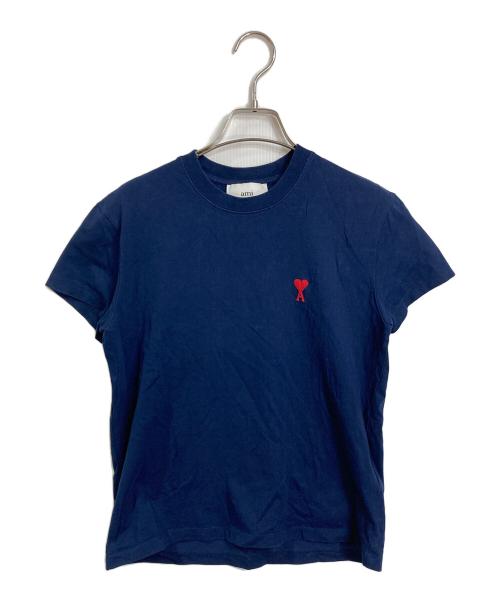 AMI Alexandre Mattiussi（アミアレクサンドルマテュッシ）AMI Alexandre Mattiussi (アミアレクサンドルマテュッシ) ハート刺繍半袖カットソー　Tシャツ　Tee ネイビー サイズ:XXSの古着・服飾アイテム