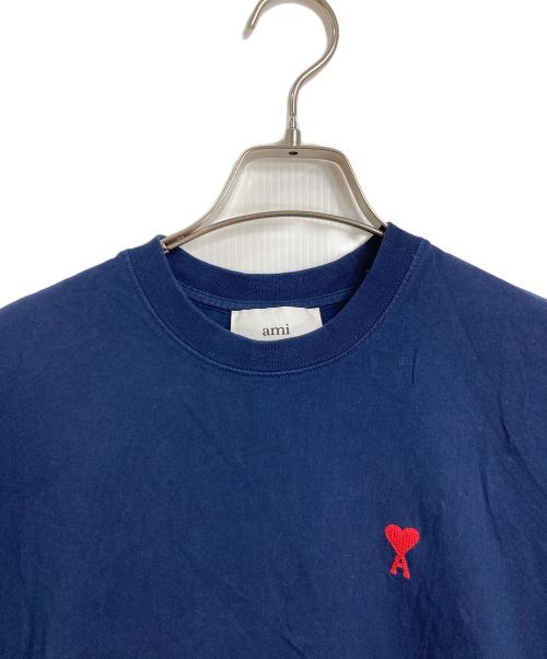 AMI Alexandre Mattiussi（アミアレクサンドルマテュッシ）AMI Alexandre Mattiussi (アミアレクサンドルマテュッシ) ハート刺繍半袖カットソー　Tシャツ　Tee ネイビー サイズ:XXSの古着・服飾アイテム