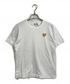 PLAY COMME des GARCONSプレイコムデギャルソン）の古着「ハートワッペン半袖カットソー　Tシャツ　Tee  日本製」｜ホワイト×ゴールド