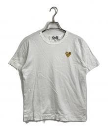 PLAY COMME des GARCONS（プレイコムデギャルソン）の古着「ハートワッペン半袖カットソー　Tシャツ　Tee  日本製」｜ホワイト×ゴールド