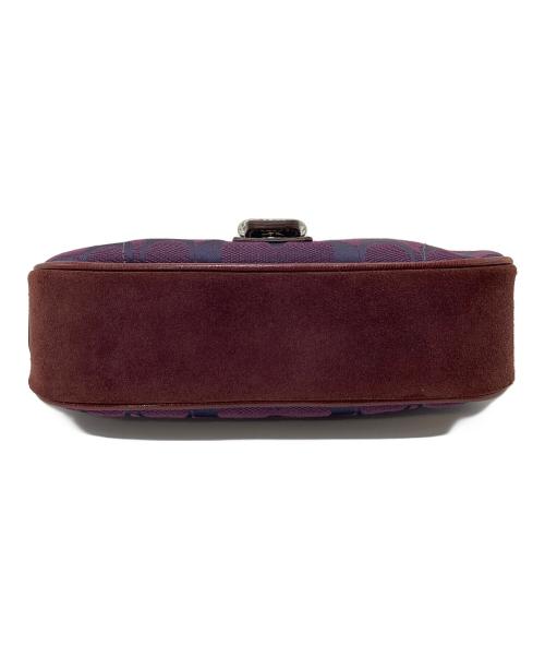 COACH（コーチ）COACH (コーチ) アクセサリーポーチ  ソーホー キャンバス ハンドバック　ミニバッグ　OLD COACH　シグネチャー パープル サイズ:実寸参照の古着・服飾アイテム