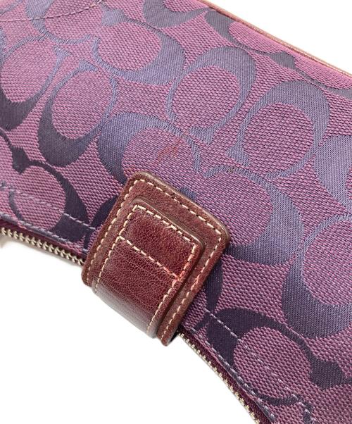 COACH（コーチ）COACH (コーチ) アクセサリーポーチ  ソーホー キャンバス ハンドバック　ミニバッグ　OLD COACH　シグネチャー パープル サイズ:実寸参照の古着・服飾アイテム