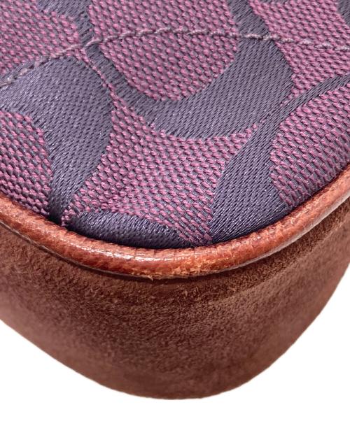 COACH（コーチ）COACH (コーチ) アクセサリーポーチ  ソーホー キャンバス ハンドバック　ミニバッグ　OLD COACH　シグネチャー パープル サイズ:実寸参照の古着・服飾アイテム