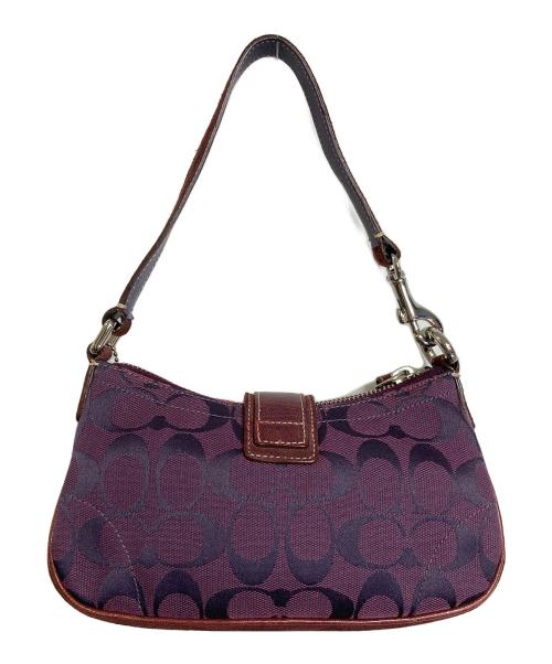 COACH（コーチ）COACH (コーチ) アクセサリーポーチ  ソーホー キャンバス ハンドバック　ミニバッグ　OLD COACH　シグネチャー パープル サイズ:実寸参照の古着・服飾アイテム