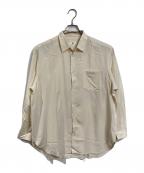 Y'sワイズ）の古着「レーヨンポリシャツ　長袖シャツ　無地　日本製」｜アイボリー