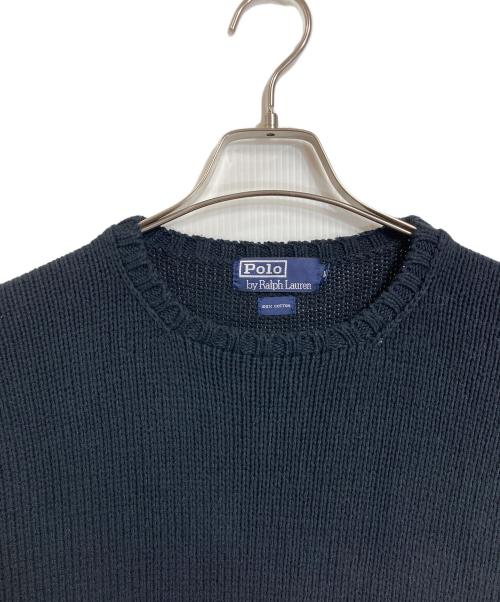 POLO RALPH LAUREN（ポロ・ラルフローレン）POLO RALPH LAUREN (ポロ・ラルフローレン) 【古着】90’Ｓコットンニット　長袖ニット　ポニー刺繍　90年代 ブラック×レッド サイズ:LLの古着・服飾アイテム