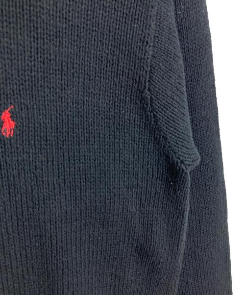 POLO RALPH LAUREN（ポロ・ラルフローレン）POLO RALPH LAUREN (ポロ・ラルフローレン) 【古着】90’Ｓコットンニット　長袖ニット　ポニー刺繍　90年代 ブラック×レッド サイズ:LLの古着・服飾アイテム