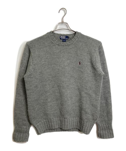POLO RALPH LAUREN（ポロ・ラルフローレン）POLO RALPH LAUREN (ポロ・ラルフローレン) 【古着】90’Ｓウールニット　ウールニット　長袖ニット　ポニー刺繍　90年代 グレー サイズ:Lの古着・服飾アイテム