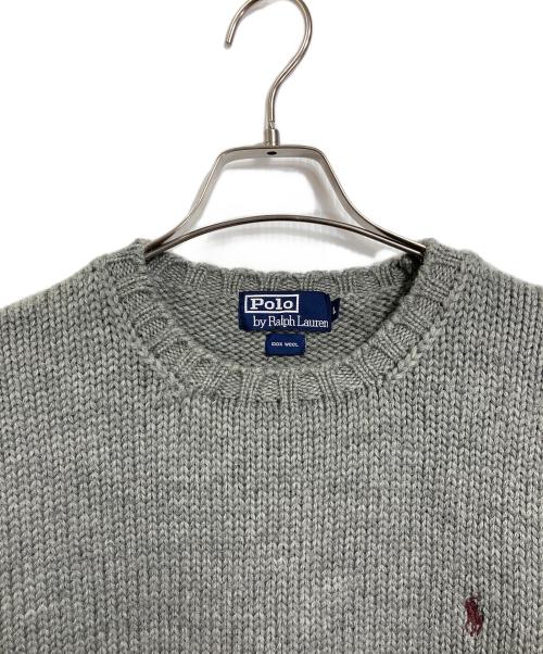POLO RALPH LAUREN（ポロ・ラルフローレン）POLO RALPH LAUREN (ポロ・ラルフローレン) 【古着】90’Ｓウールニット　ウールニット　長袖ニット　ポニー刺繍　90年代 グレー サイズ:Lの古着・服飾アイテム