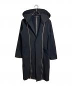 LIMI feuリミフゥ）の古着「ジップフーディコート　ロングコート　デザインコート　日本製　ヨウジヤマモト」｜ブラック