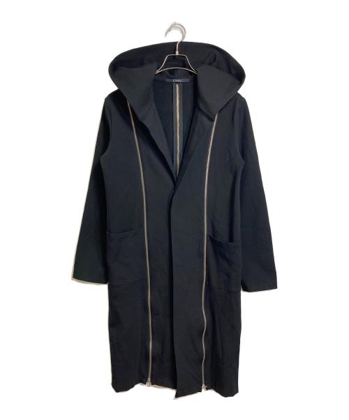 LIMI feu（リミフゥ）LIMI feu (リミフゥ) ジップフーディコート　ロングコート　デザインコート　日本製　ヨウジヤマモト ブラック サイズ:実寸参照の古着・服飾アイテム