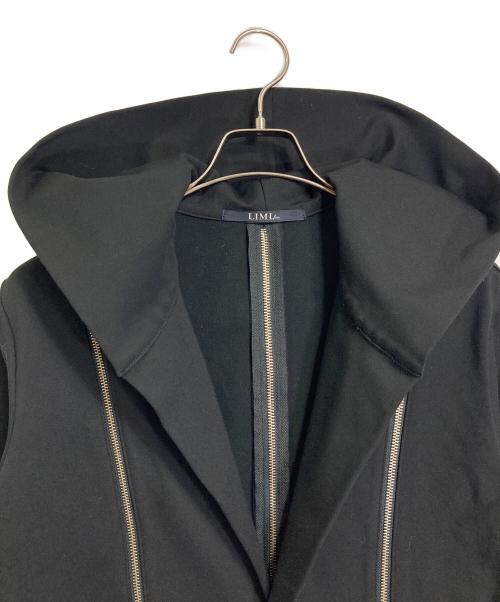 LIMI feu（リミフゥ）LIMI feu (リミフゥ) ジップフーディコート　ロングコート　デザインコート　日本製　ヨウジヤマモト ブラック サイズ:実寸参照の古着・服飾アイテム