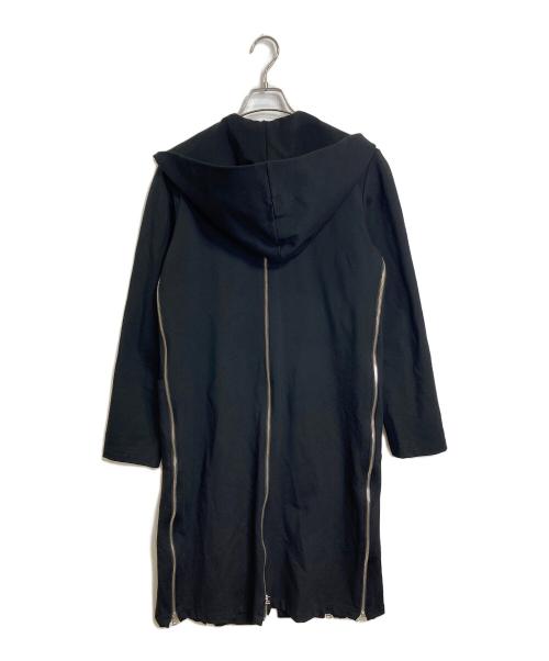 LIMI feu（リミフゥ）LIMI feu (リミフゥ) ジップフーディコート　ロングコート　デザインコート　日本製　ヨウジヤマモト ブラック サイズ:実寸参照の古着・服飾アイテム