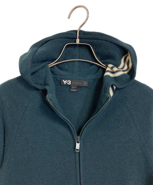 Y-3（ワイスリー）Y-3 (ワイスリー) カシミヤ混ニットジップパーカー　ニットパーカー　ダブルジップ グリーン サイズ:XSの古着・服飾アイテム