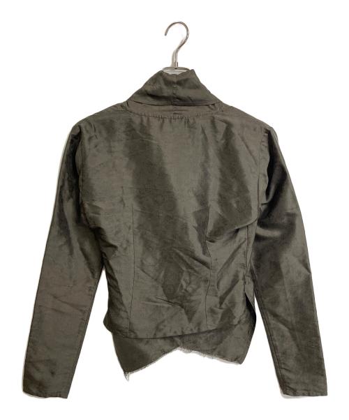 DRIES VAN NOTEN（ドリスヴァンノッテン）DRIES VAN NOTEN (ドリスヴァンノッテン) 【古着】カシュクールカットオフシルクジャケット　アウター　ライトアウター　デザイントップス　ブラウス　90年代 ライカ期 グリーン サイズ:36の古着・服飾アイテム