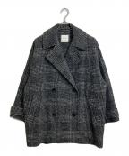 Spick and Spanスピック＆スパン）の古着「Wスライバーチェックハーフコート　ミドル丈」｜グレー