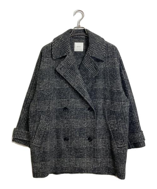 Spick and Span（スピック＆スパン）Spick and Span (スピックアンドスパン) Wスライバーチェックハーフコート　ミドル丈 グレー サイズ:36の古着・服飾アイテム