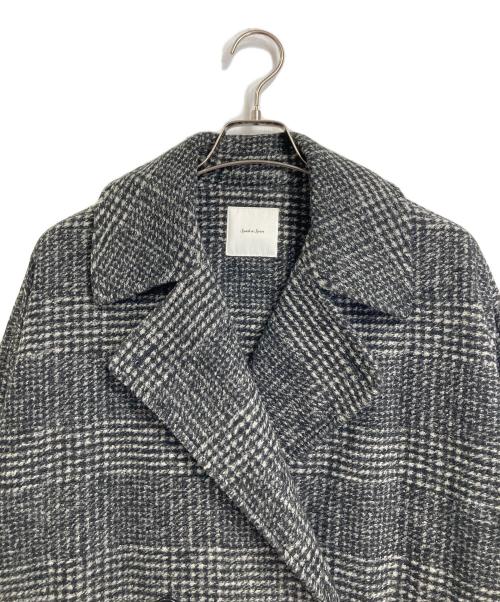 Spick and Span（スピック＆スパン）Spick and Span (スピックアンドスパン) Wスライバーチェックハーフコート　ミドル丈 グレー サイズ:36の古着・服飾アイテム