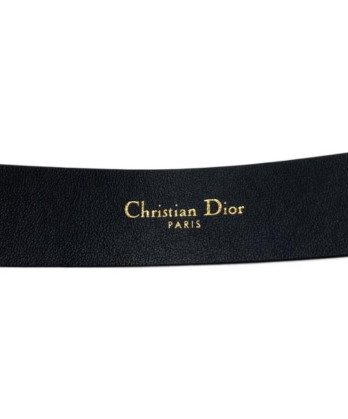 Christian Dior（クリスチャン ディオール）Christian Dior (クリスチャン ディオール) 30モンテーニュ　レザーベルト　ベルト　イタリア製 ブラック サイズ:実寸参照の古着・服飾アイテム